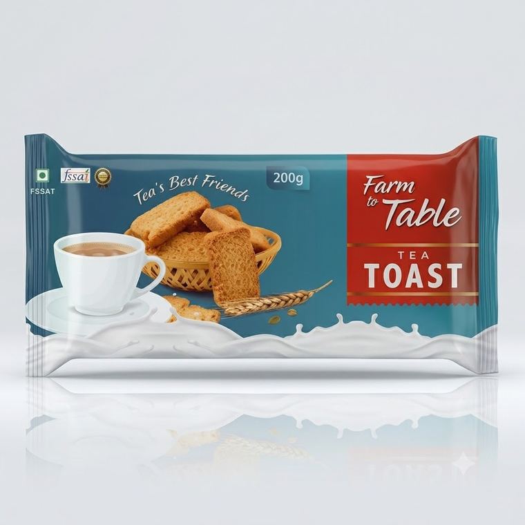 Freshly baked tea toast ready to serve